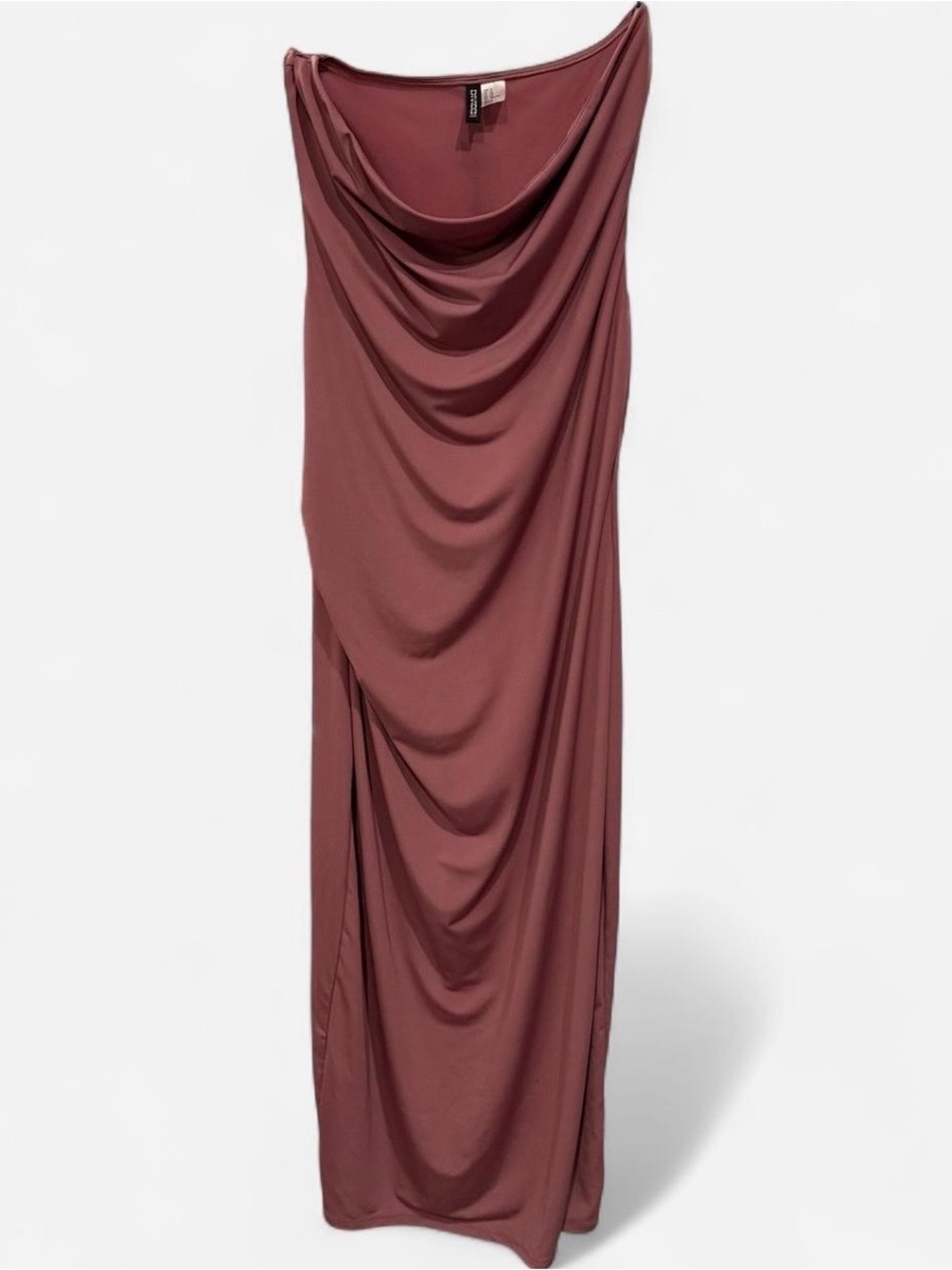 H&M Divided Mauve Ruched Cowl Neck Maxi Dress XL Y2K Bodycon